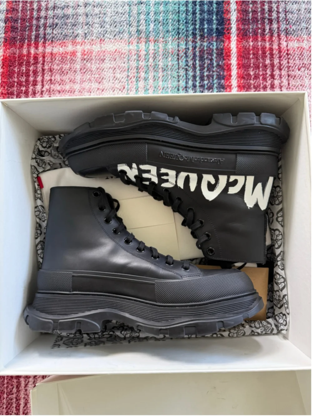 Alexander McQueen Men's Graffiti Tread Slick Boots 44